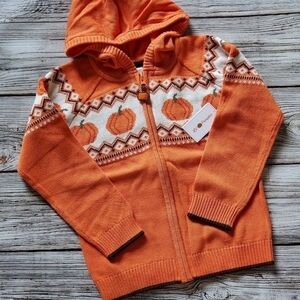 Gymboree Orange Pumpkin Sweater Lil's Pumpkin Collection Hooded Zip Up Sweater